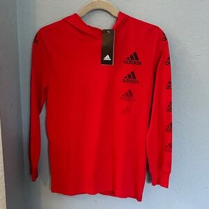Adidas Kids Red Hoodie with Black Logo